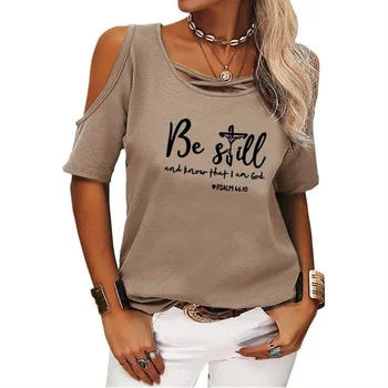 Új Érkezés Póló Női Szilárd Le-A-Váll, Laza, Rövid Ujjú T-Shirt Betű Nyomtatás Felső Plus Size Femme Tumblr Méret